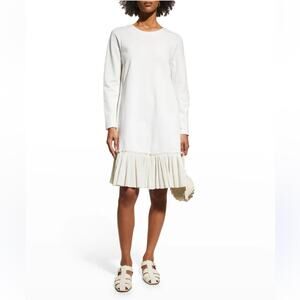 MeimeiJ Pleated-Ruffle White Cream Shift Dress Size 38 NWT